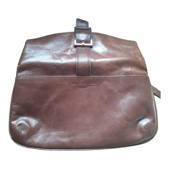 Kenneth Cole Clutch Chocolate Brown Leather with Optional Wristlet Strap - Picture 4 of 16